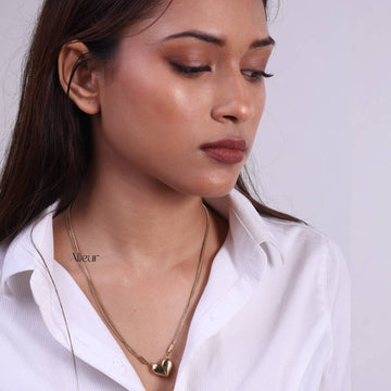 Open Heart Double Chain Necklace