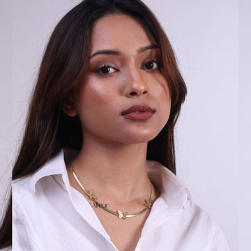 Trio Butterfly Snake Chain Necklace