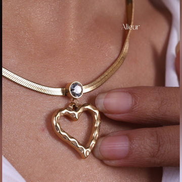 Hollow Heart Snake Chain Necklace