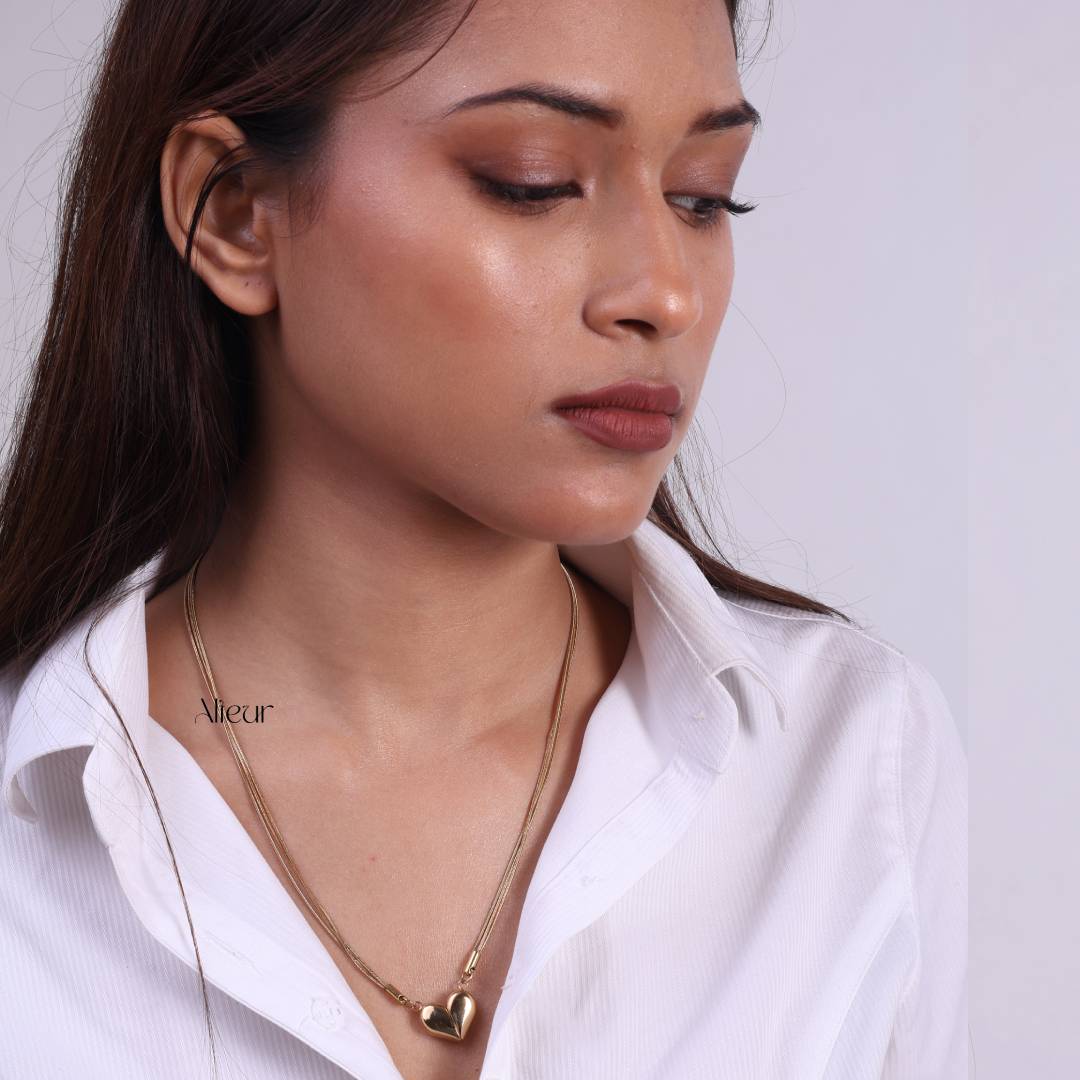 Open Heart Double Chain Necklace