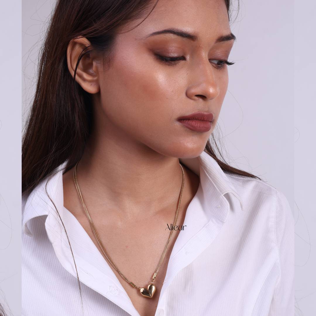 Open Heart Double Chain Necklace