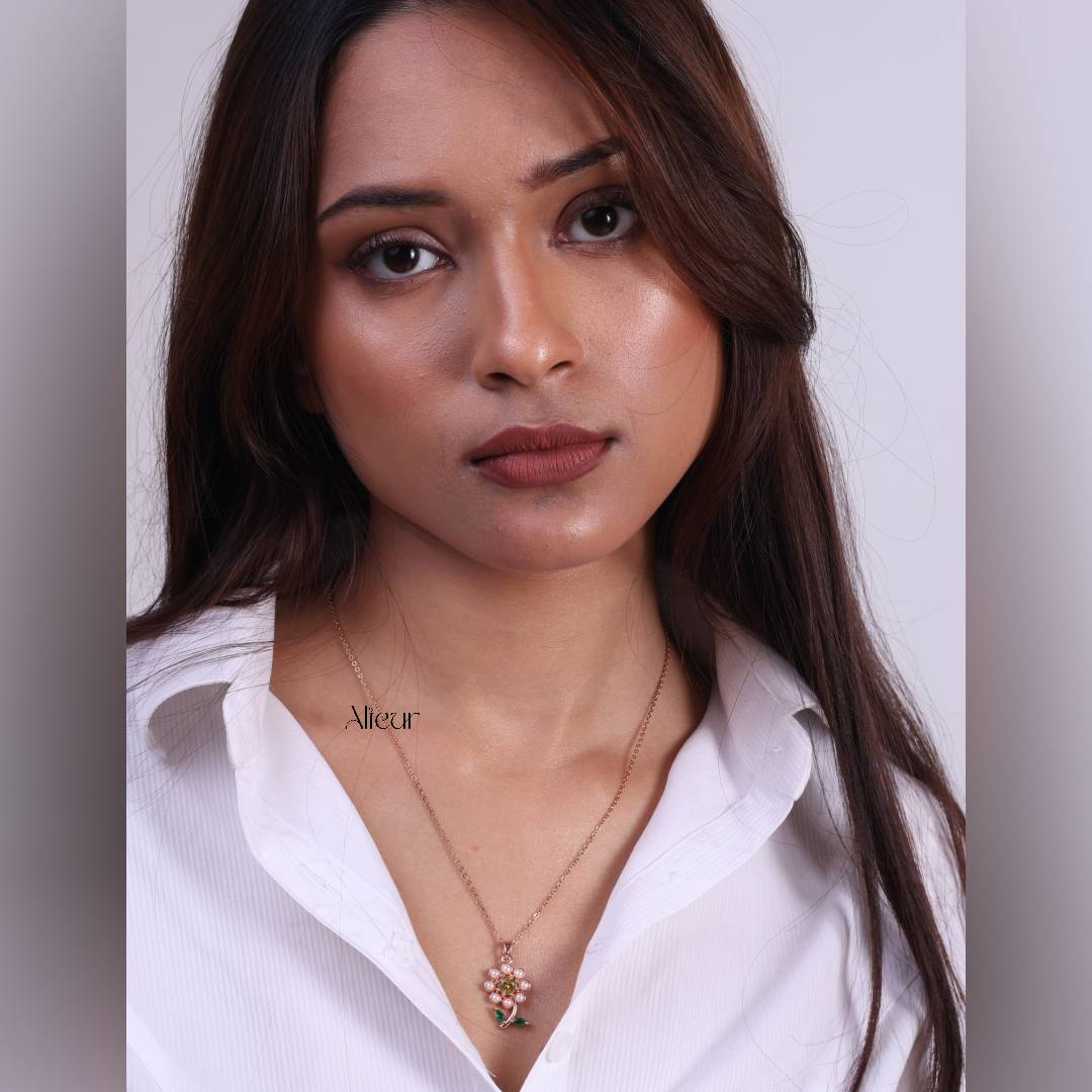 White Flower Charm Necklace