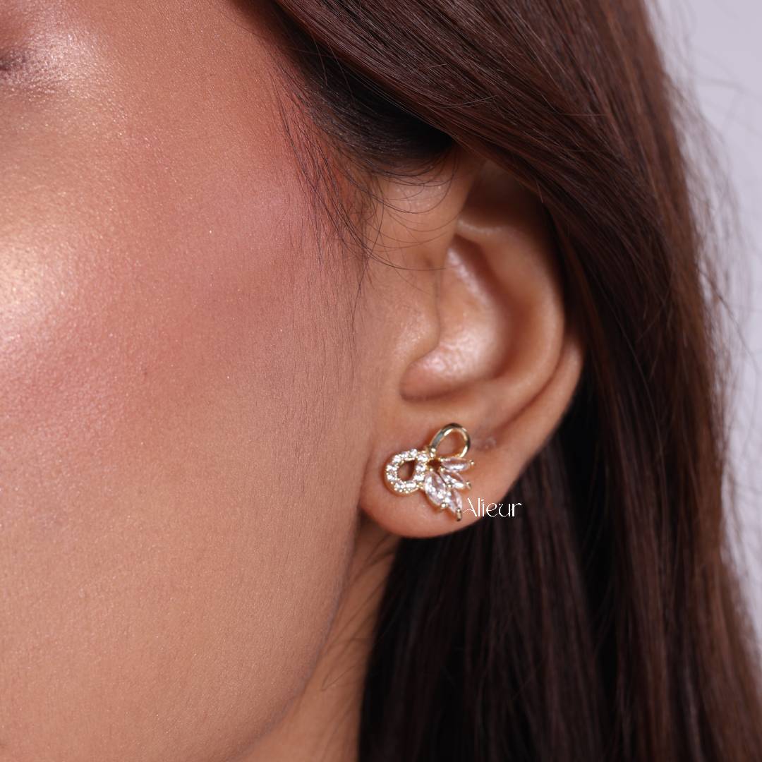 Stone Bow Earrings