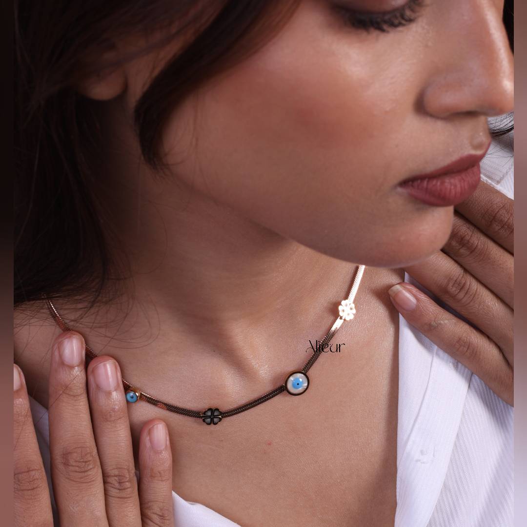Evil Eye Charm Snake Necklace