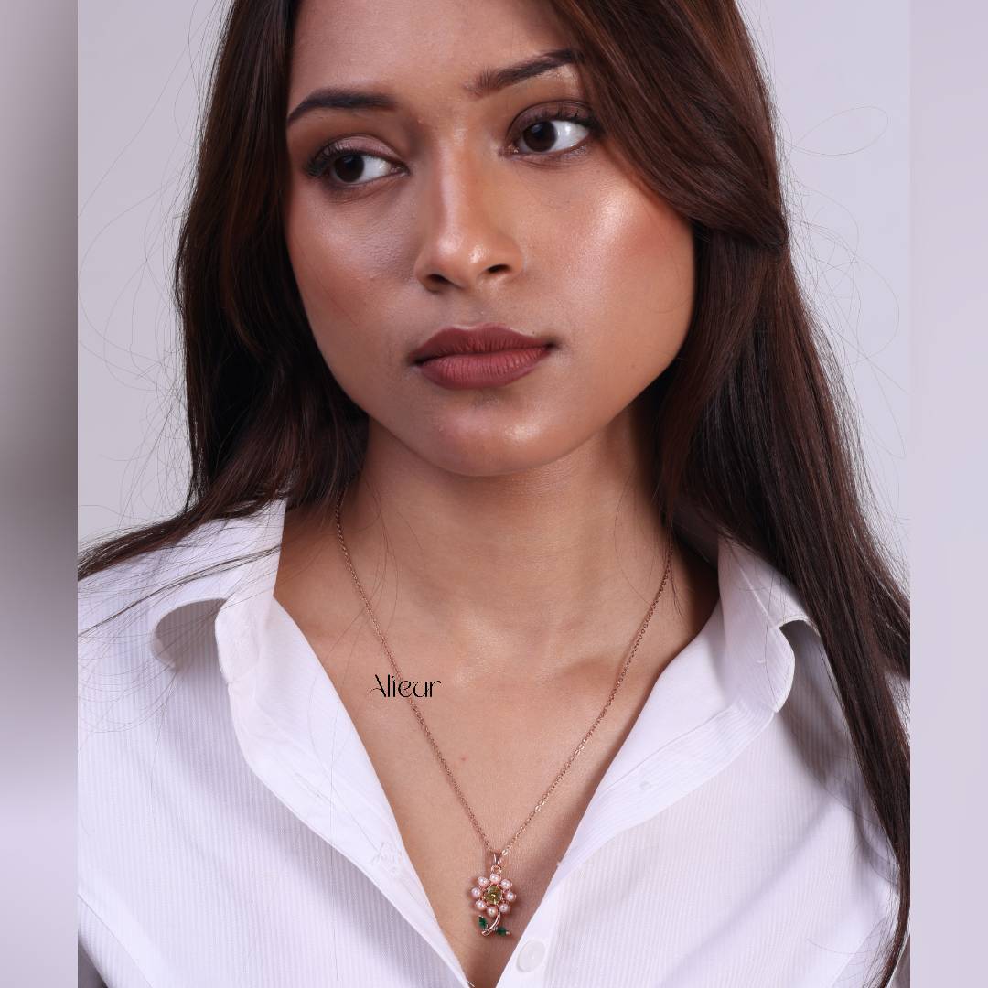 White Flower Charm Necklace